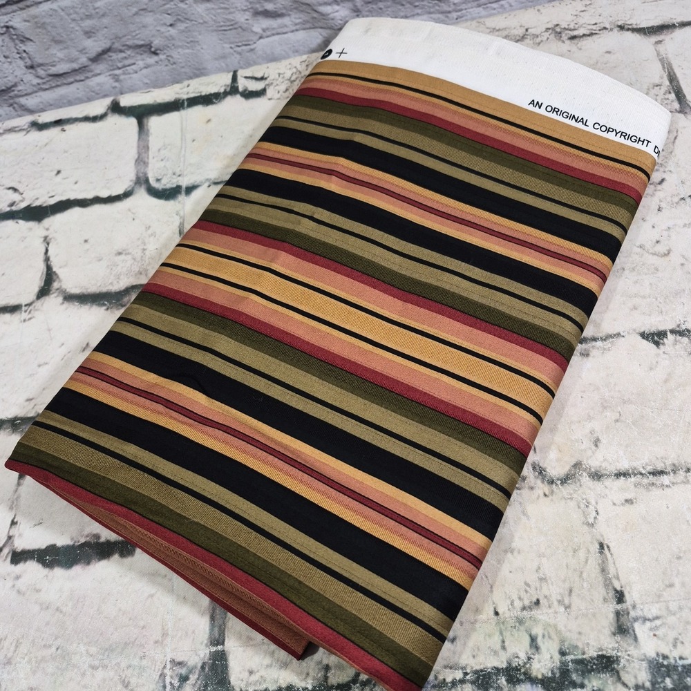 Vintage Mill Creek Fabric Striped Harvest Colors 56" Wide By 2 Yards